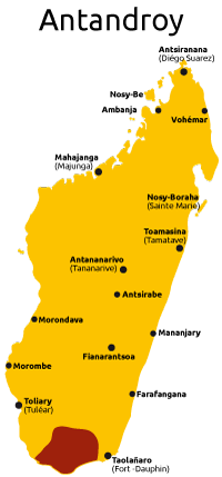 mapa de grupo étnico antandroy de Madagascar