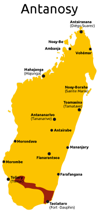 mapa de grupo étnico antanosy de Madagascar