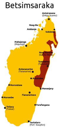 mapa de grupo étnico betsimsaraka de Madagascar
