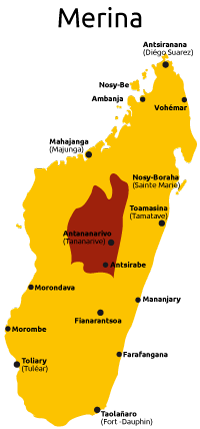 mapa de grupo étnico Merina de Madagascar