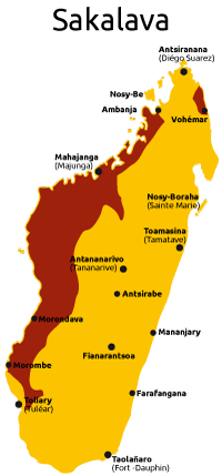 mapa de grupo étnico sakalava de Madagascar