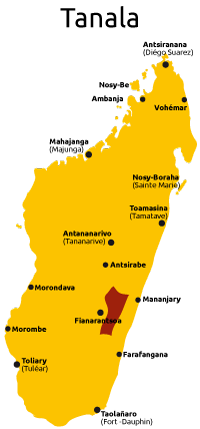 mapa de grupo étnico tanala de Madagascar